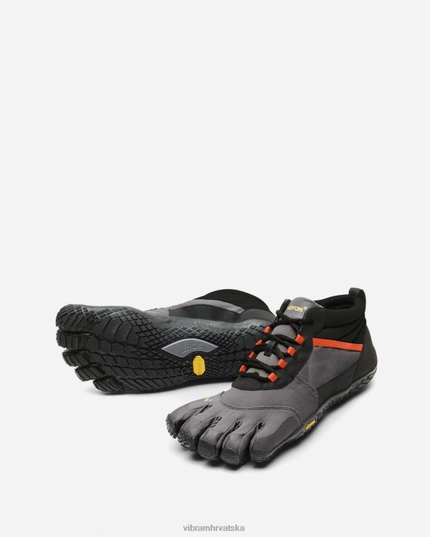 muškarci v-trek izolirani crno/sivo/plameno crveno Vibram 0LHXH36 obuća