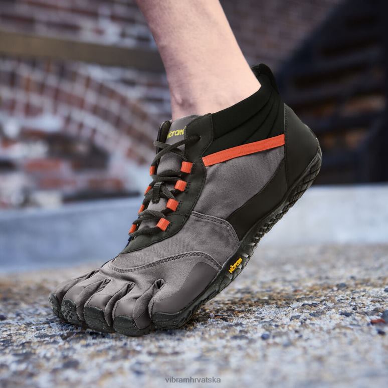muškarci v-trek izolirani crno/sivo/plameno crveno Vibram 0LHXH36 obuća